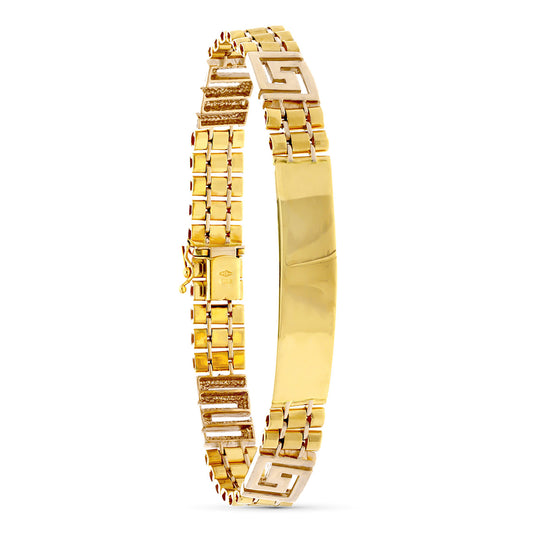 18K PULSERA ESCLAVA HOMBRE ORO AMARILLO HUECA 22 CM ANCHO 10 MM