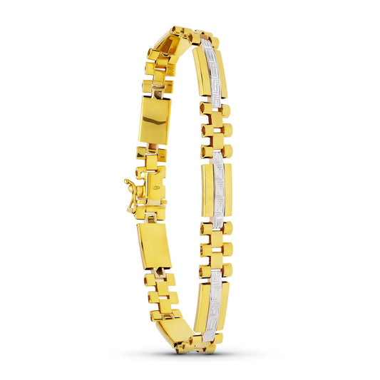 18K PULSERA ORO BICOLOR CABALLERO 19CM ANCHO 8 MM