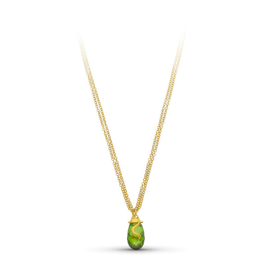 18K GARGANTLLA ORO AMARILLO PIEDRA VERDE 45CM