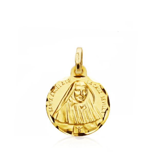 18K MEDALLA ORO AMARILLO DE SANTA ANGELA DE LA CRUZ 14 MM