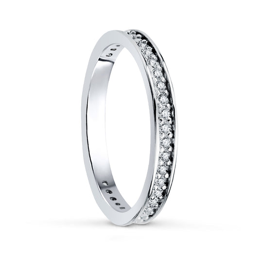18K MEDIA ALIANZA O ANILLO ORO BLANCO CON CIRCONITA CLAVADA ANCHO: 2,5MM