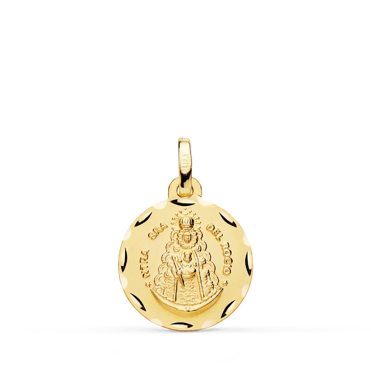 18K MEDALLA ORO AMARILLO VIRGEN DEL ROCIO TALLADA 16 MM