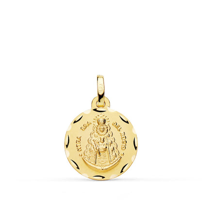 18K MEDALLA ORO AMARILLO VIRGEN DEL ROCIO TALLADA 16 MM