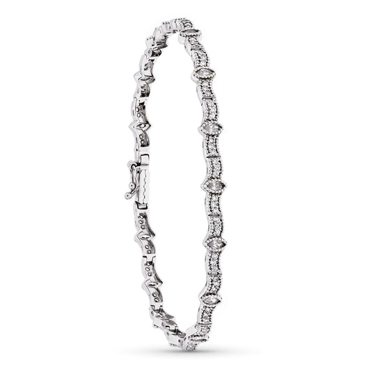 18K PULSERA ORO BLANCO Y CIRCONITA 19CM
