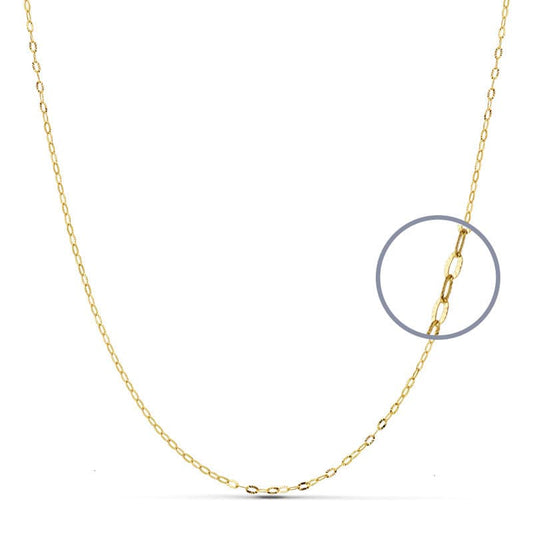 18K CADENA ORO AMARILLO ESLABONES OVALES TALLADOS. ANCHO: 1MM LARGO: 38 CM
