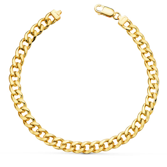 18K PULSERA ORO AMARILLO BARBADA HUECA ANCHO: 6MM LARGO: 20CM