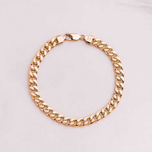 18K PULSERA ORO AMARILLO BARBADA HUECA ANCHO: 6,8MM LARGO: 21CM
