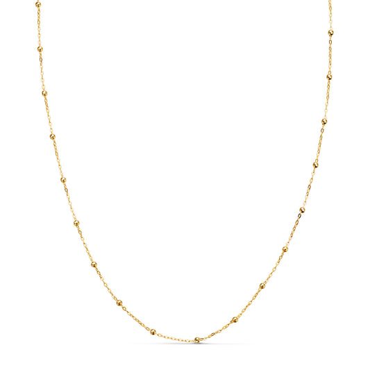 18K CADENA ORO AMARILLO FORZADA CON BOLAS DE 2 MM. ANCHO: 0,5 MM LARGO: 40CM