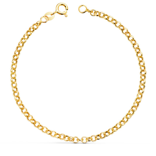 18K PULSERA ORO AMARILLO ROLO HUECA ANCHO 3 MM LARGO 19CM