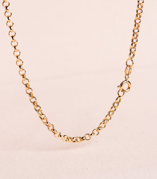 18K CADENA ORO AMARILLO ROLO HUECO ANCHO: 3 MM. LARGO: 50CM CIERRE REASA