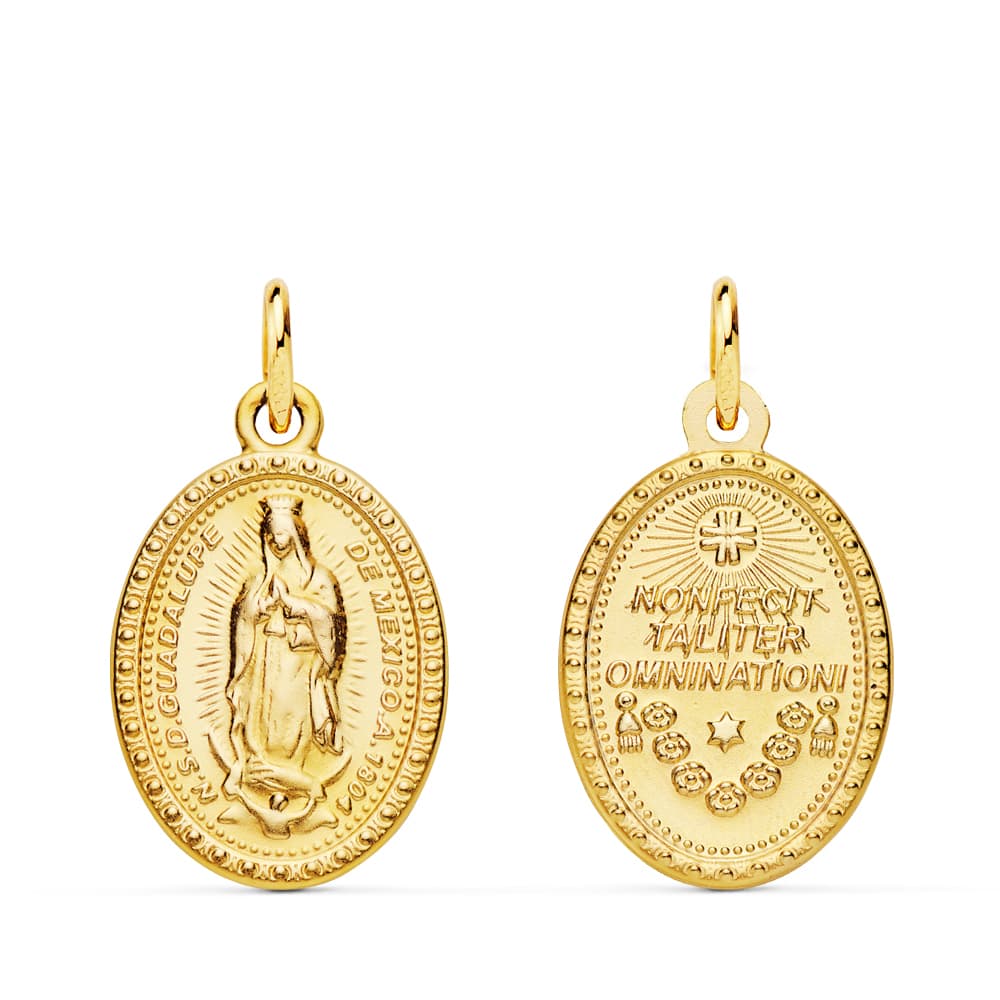 18K MEDALLA ESCAPULARIO ORO AMARILLO VIRGEN DE GUADALUPE OVAL 18X14 MM