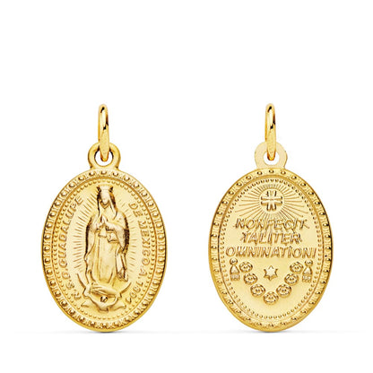 18K MEDALLA ESCAPULARIO ORO AMARILLO VIRGEN DE GUADALUPE OVAL 18X14 MM