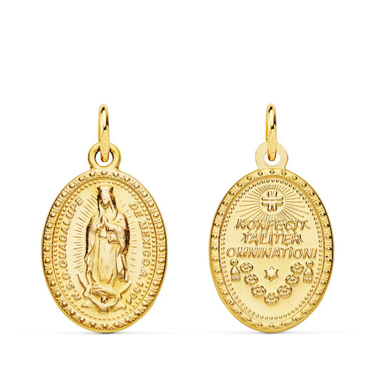 18K MEDALLA ESCAPULARIO ORO AMARILLO VIRGEN DE GUADALUPE OVAL 18X14 MM