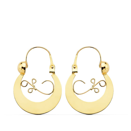 9K PENDIENTES AROS CRIOLLAS ORO AMARILLO 17X13 MM