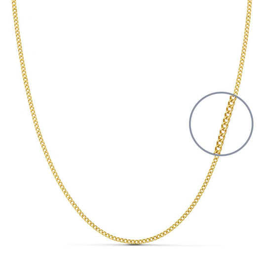 18K CADENA ORO AMARILLO MACIZA BARBADA 45CM ANCHO 1.2 MM