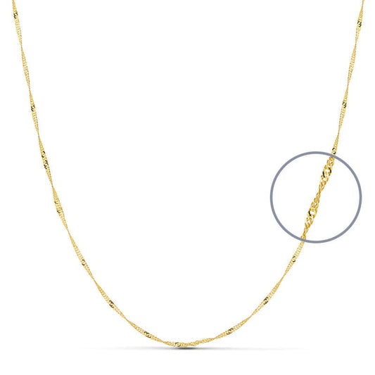 18K CADENA ORO AMARILLO MACIZA SINGAPUR 45CM 1.2 MM