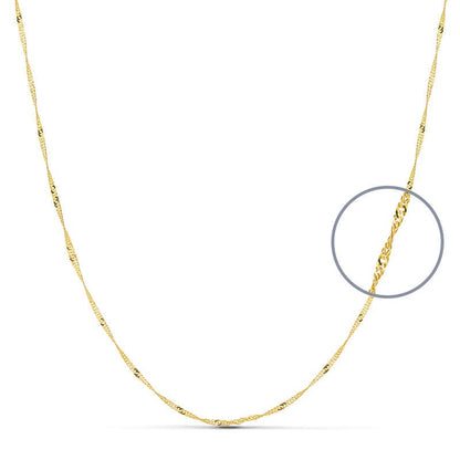 18K CADENA MACIZA ORO AMARILLO SINGAPUR 40CM 1.2 MM