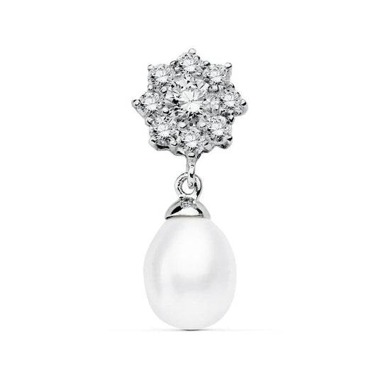 18K COLGANTE ORO BLANCO CUAJO Y PERLA 23X10 MM