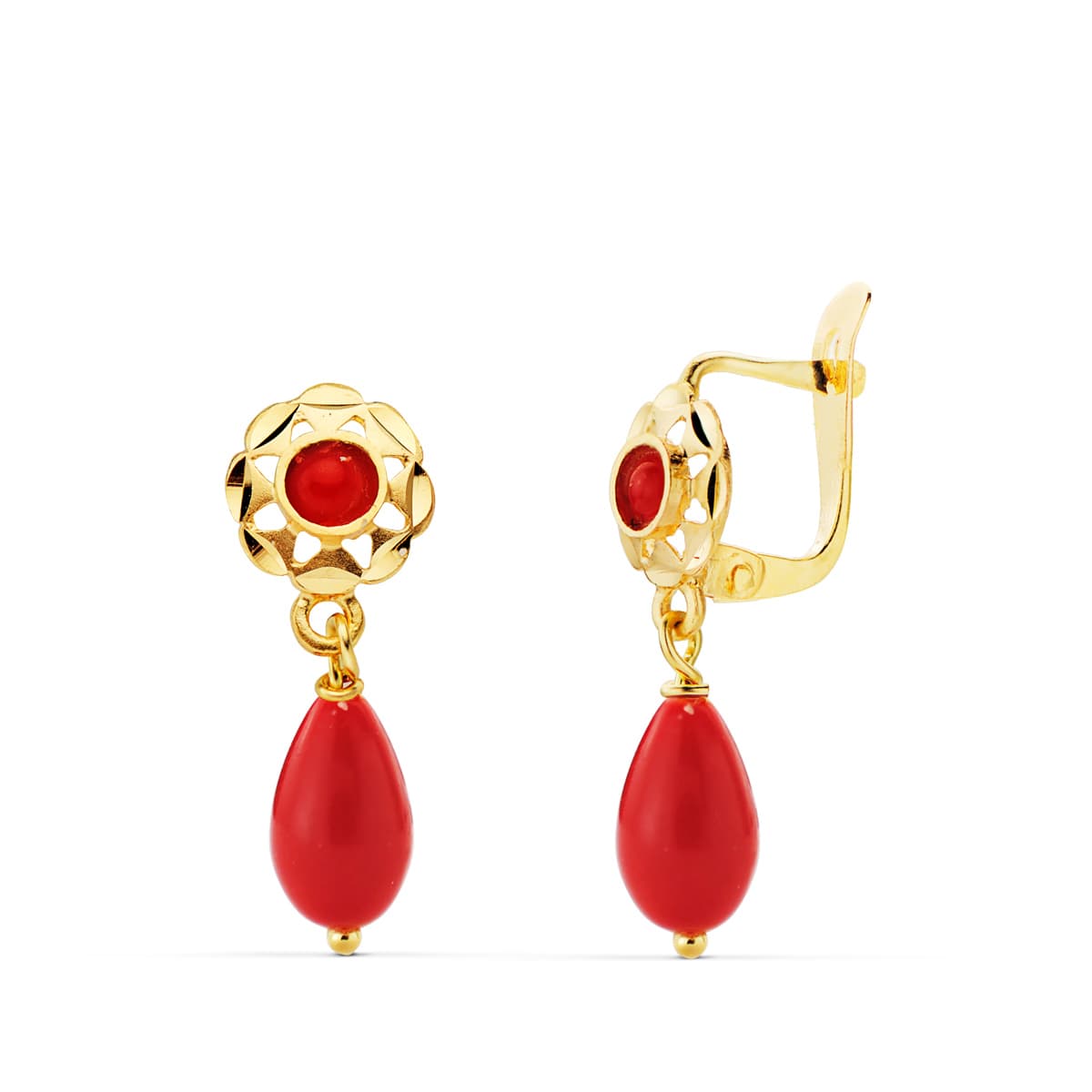 18K PENDIENTES ORO AMARILLO CUBANAS CORALINA. 17X6 MM CIERRE CATALAN