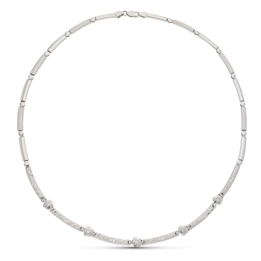18K GARGANTILLA ORO BLANCO TRAMOS TALLADA