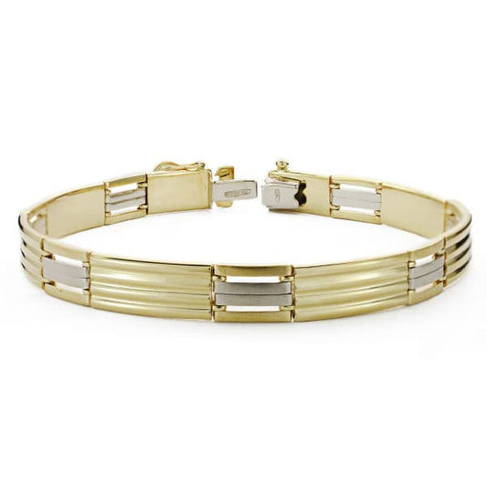 18K PULSERA CABALLERO BICOLOR 21.5 CM