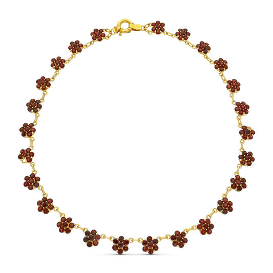 18K GARGANTILLA ORO AMARILLO CUAJOS DE GRANATES 42CM
