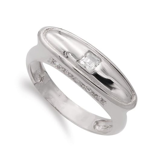 18K SORTIJA ORO BLANCO CON CIRCONITAS. ANCHO: 7 MM