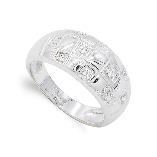 18K SORTIJA ORO BLANCO CON CIRCONITAS. ANCHO: 9,5 MM