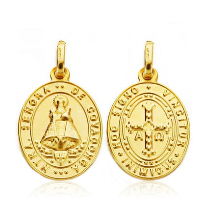 18K MEDALLA ORO AMARILLO ESCAPULARIO ORO AMARILLO VIRGEN COVADONGA Y CRUZ DE LA VICTORIA 20X14 MM