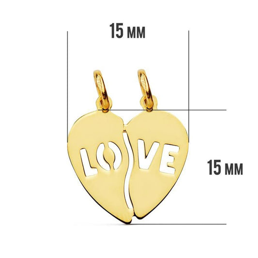 18K COLGANTE ORO AMARILLO CORAZON LOVE. 15X15 MM C. AMOR