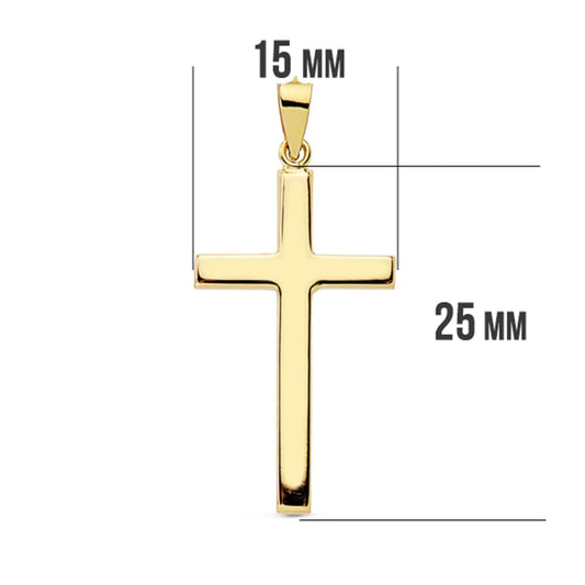 18K CRUZ ORO AMARILLO LISA PALO RECTANGULAR. 27X15 MM
