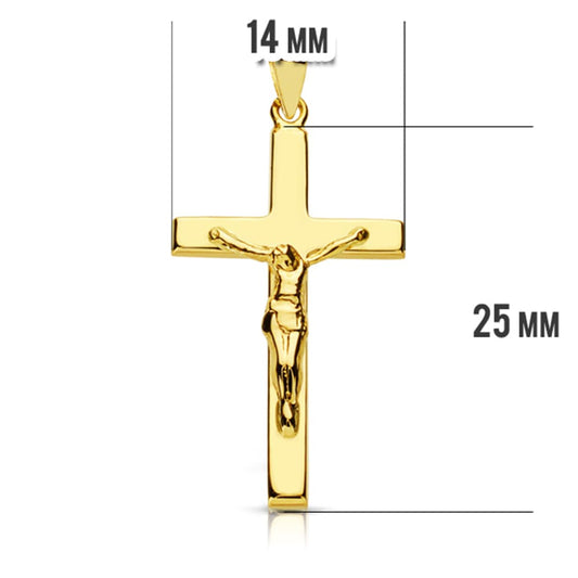 18K CRUZ ORO AMARILLO CON CRISTO. 27X15 MM