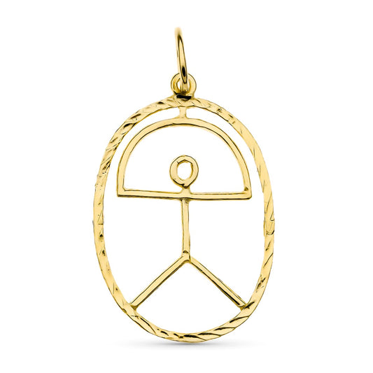 18K COLGANTE AMULETO ORO AMARILLO INDALO OVAL. 26X17 MM