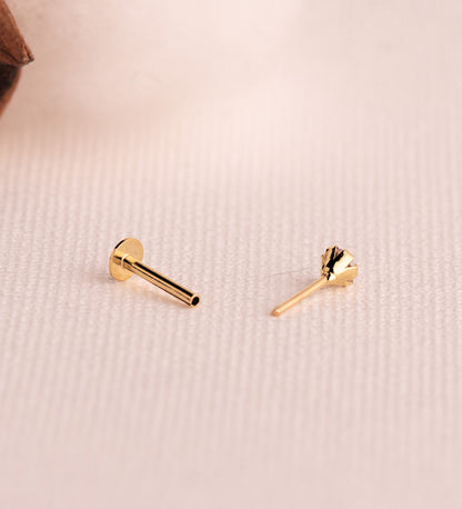 18K PIERCING DE OREJA ORO AMARILLO CIRCONITA ROSA CON GARRAS 3,5 MM. GRUESO BARRA 1MM. CIERRE TUERCA