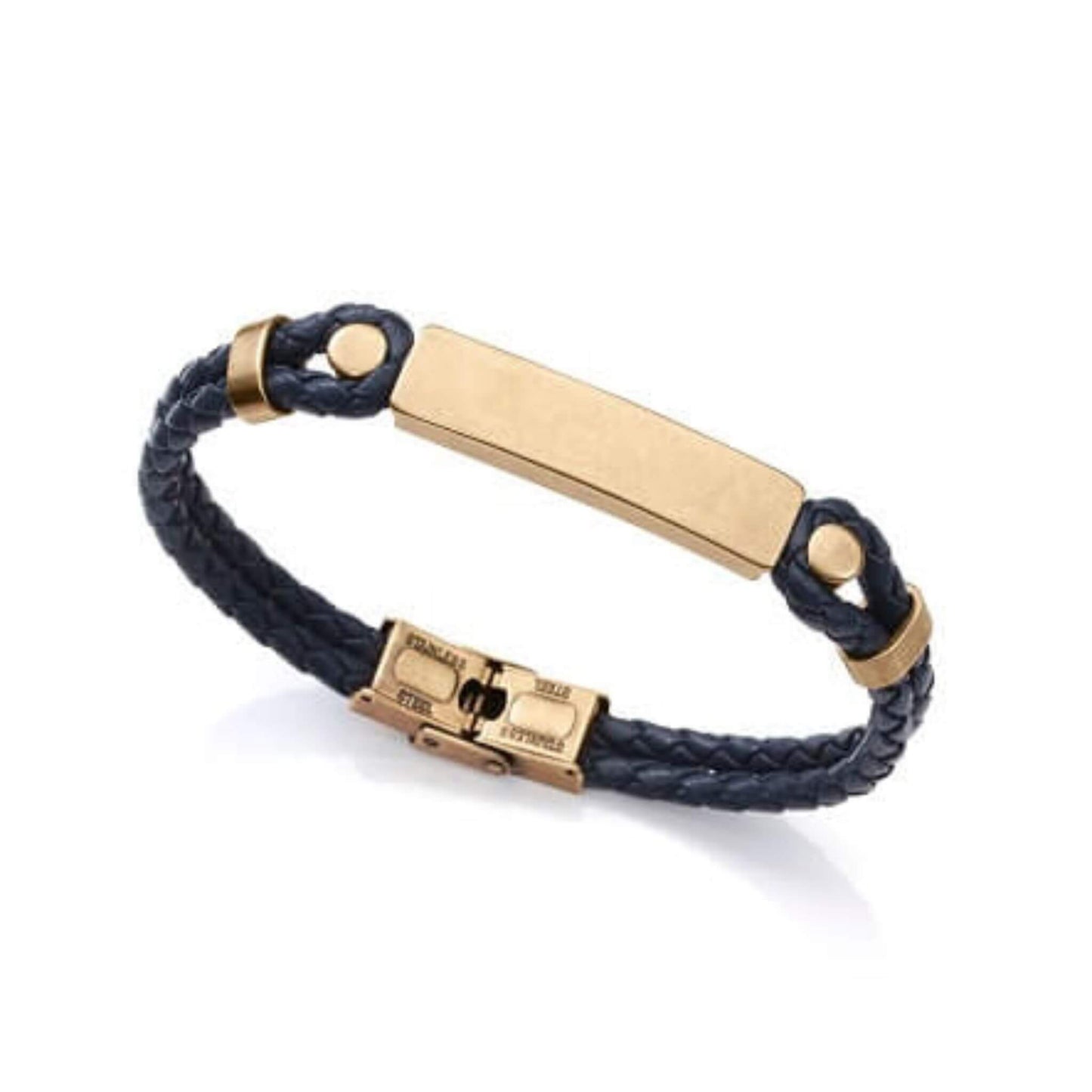 PULSERA DE HOMBRE MAGNUM DE ACERO COLOR BRONCE Y PIEL TRENZADA