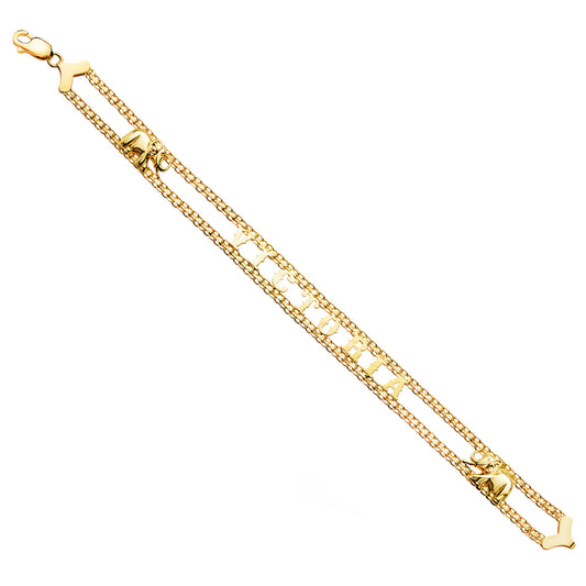 18K PULSERA ORO AMARILLO NOMBRE ELEFANTES. ANCHO: 10MM. LARGO: 19CM