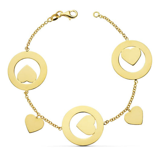 18K PULSERA ORO AMARILLO ROLO CORAZONES 19CM 8.95 GR