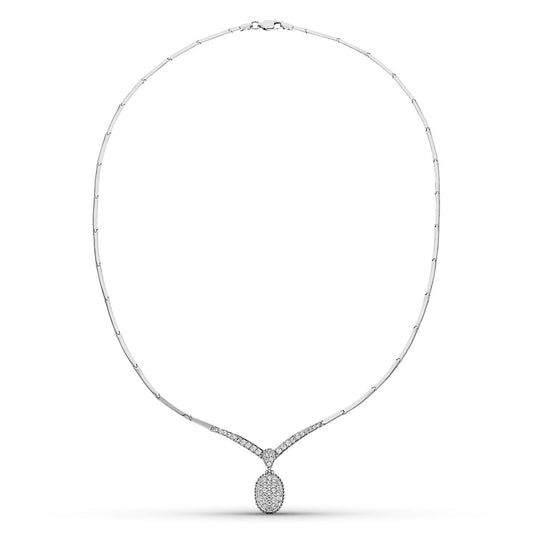 18K GARGANTILLA ORO BLANCO CIRCONITA MOTIVO OVAL