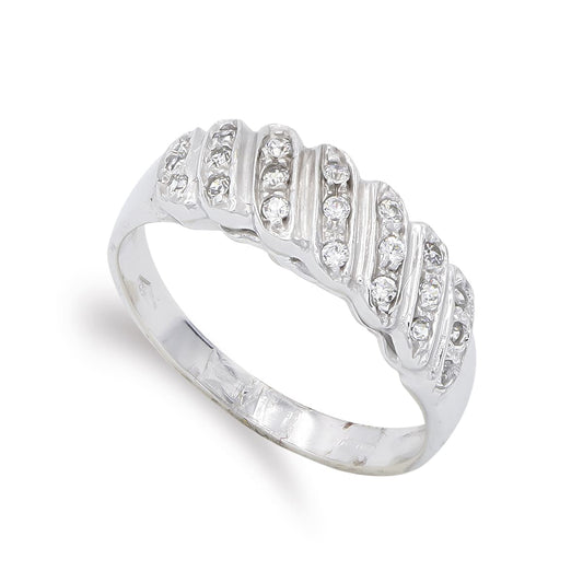 18K SORTIJA ORO BLANCO CON CIRCONITAS. ANCHO: 6 MM