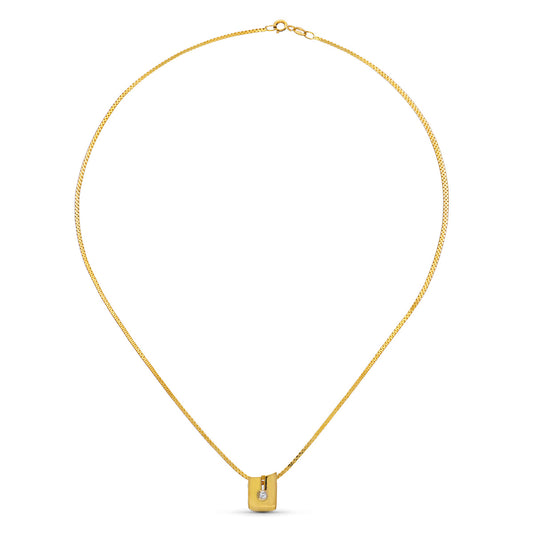 18K COLGANTE ORO AMARILLO DIAMANTE NATURAL 12X8 MM 0,05 QTS. CADENA 40