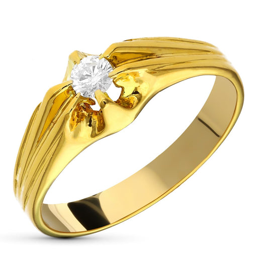 18K SOLITARIO ORO AMARILLO DIAMANTE 0.20 QTS. ANCHO: 7 MM