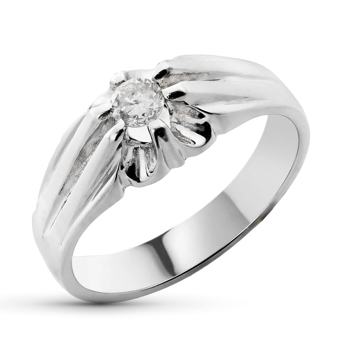 18K SOLITARIO ORO BLANCO DIAMANTE TALLA BRILLANTE 0.20 QTS.