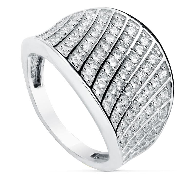 18K SORTIJA ORO BLANCO CON CIRCONITAS. ANCHO: 17 MM