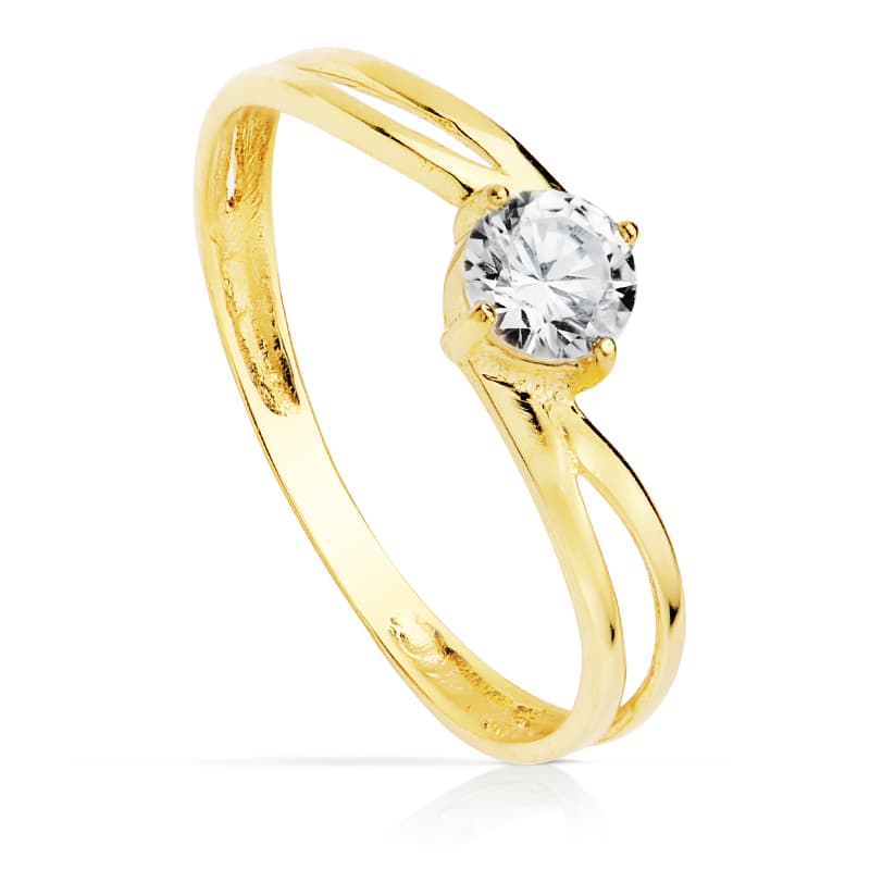 18K SOLITARIO ORO AMARILLO CIRCONITA 4.5 MM