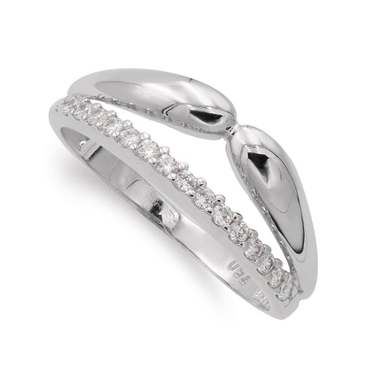 18K SORTIJA ORO BLANCO CON CIRCONITAS. ANCHO: 7,5 MM