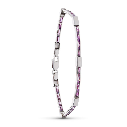 18K PULSERA ORO BLANCO AMATISTA 18CM