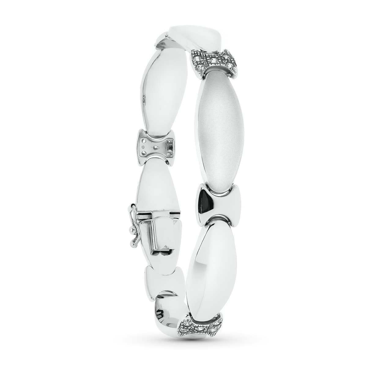 18K PULSERA ORO BLANCO MATE Y BRILLO 19.5 CM