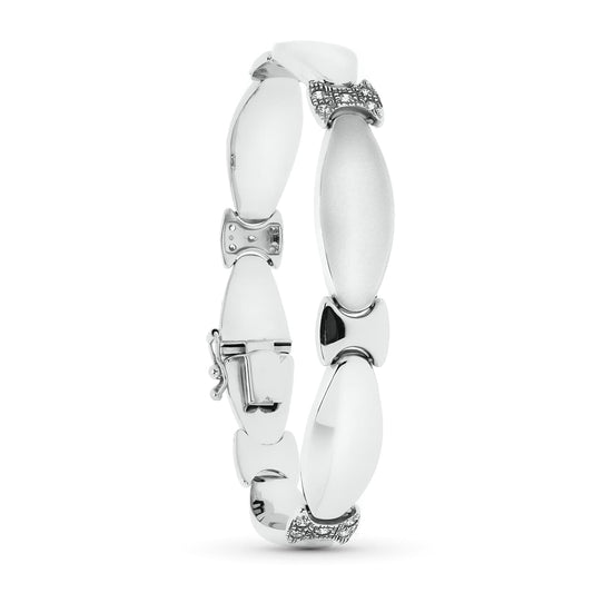 18K PULSERA ORO BLANCO MATE Y BRILLO 19.5 CM