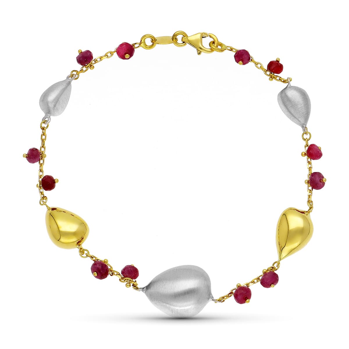 18K PULSERA ORO BICOLOR Y PIEDRAS DE COLORES