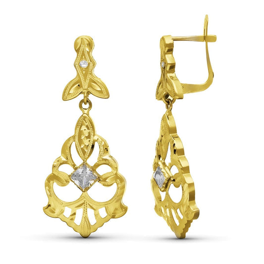 18K PENDIENTES ORO AMARILLO CUBANAS 38X16 MM CIERRE CATALAN